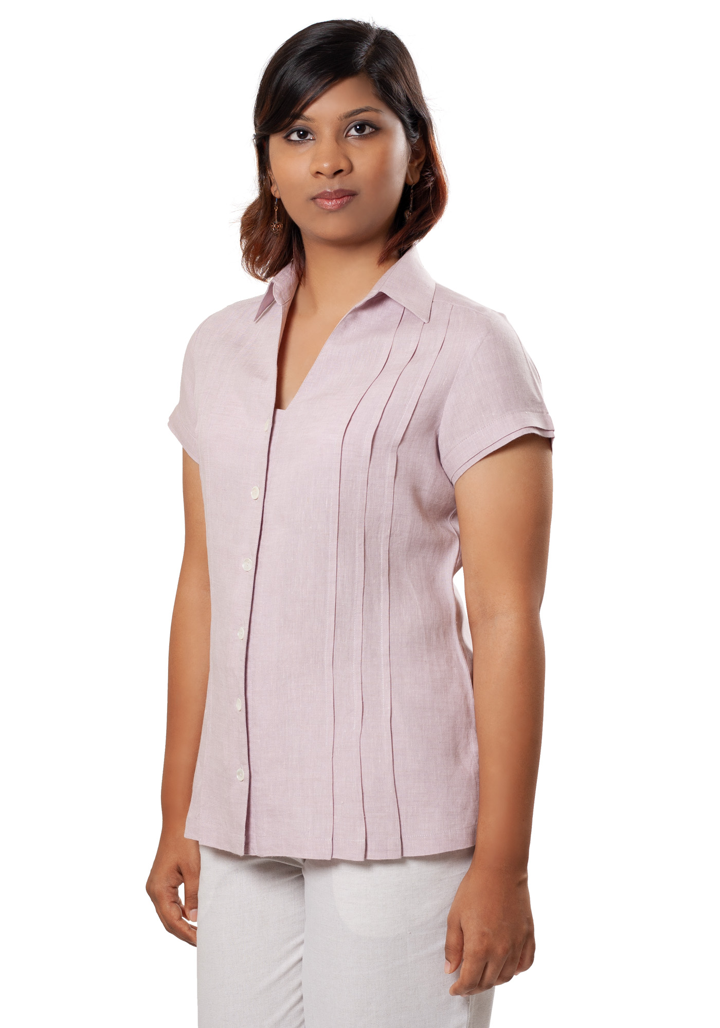 MINC eco fashion Classic Pleated Shirt in Lilac Linen