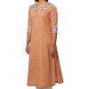 MINC eco fashion Embroidered Kurti in Orange Khadi Cotton