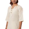 MINC eco fashion for women Embroidered Kurti in Yellow Khadi Cotton