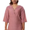 MINC eco friendly smart casuals Embroidered Kurti in Pink Khadi Cotton
