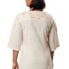 MINC eco friendly smart casuals Embroidered Kurti in Yellow Khadi Cotton