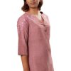 MINC eco friendly womens fashion Embroidered Kurti in Pink Khadi Cotton