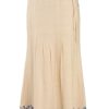 MINC ecofashion Ankle Length Embroidered Skirt in Beige Khadi Cotton