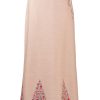 MINC ecofashion Ankle Length Embroidered Skirt in Beige Linen