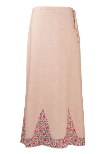 MINC ecofashion Ankle Length Embroidered Skirt in Beige Linen