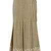 MINC ecofashion Ankle Length Embroidered Skirt in Green Khadi Cotton
