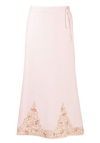 MINC ecofashion Ankle Length Embroidered Skirt in Pink Linen