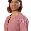 MINC ecofashion Embroidered Kurti in Pink Khadi Cotton