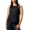 MINC ecofashion Sleeveless Hand Embroidered Black Beaded Top in Black Silk