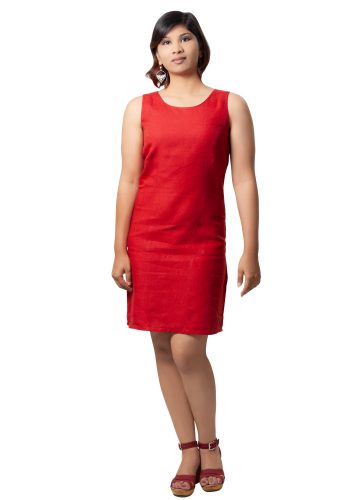 MINC ecofashion Stephanie Short Dress In Bright Red Linen