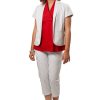 MINC ecofashion lifestyle shot Fiery Red Sleeveless Asymmetric Tie Top in Linen