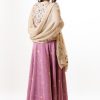 MINC ecofasion Hand Embroidered Dupatta in Beige Silk Georgette