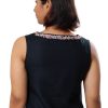 MINC high fashion ecofriendly fashion Embroidered Sleeveless Linen Top in Black
