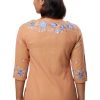 MINC smart casuals Embroidered Kurti in Orange Khadi Cotton