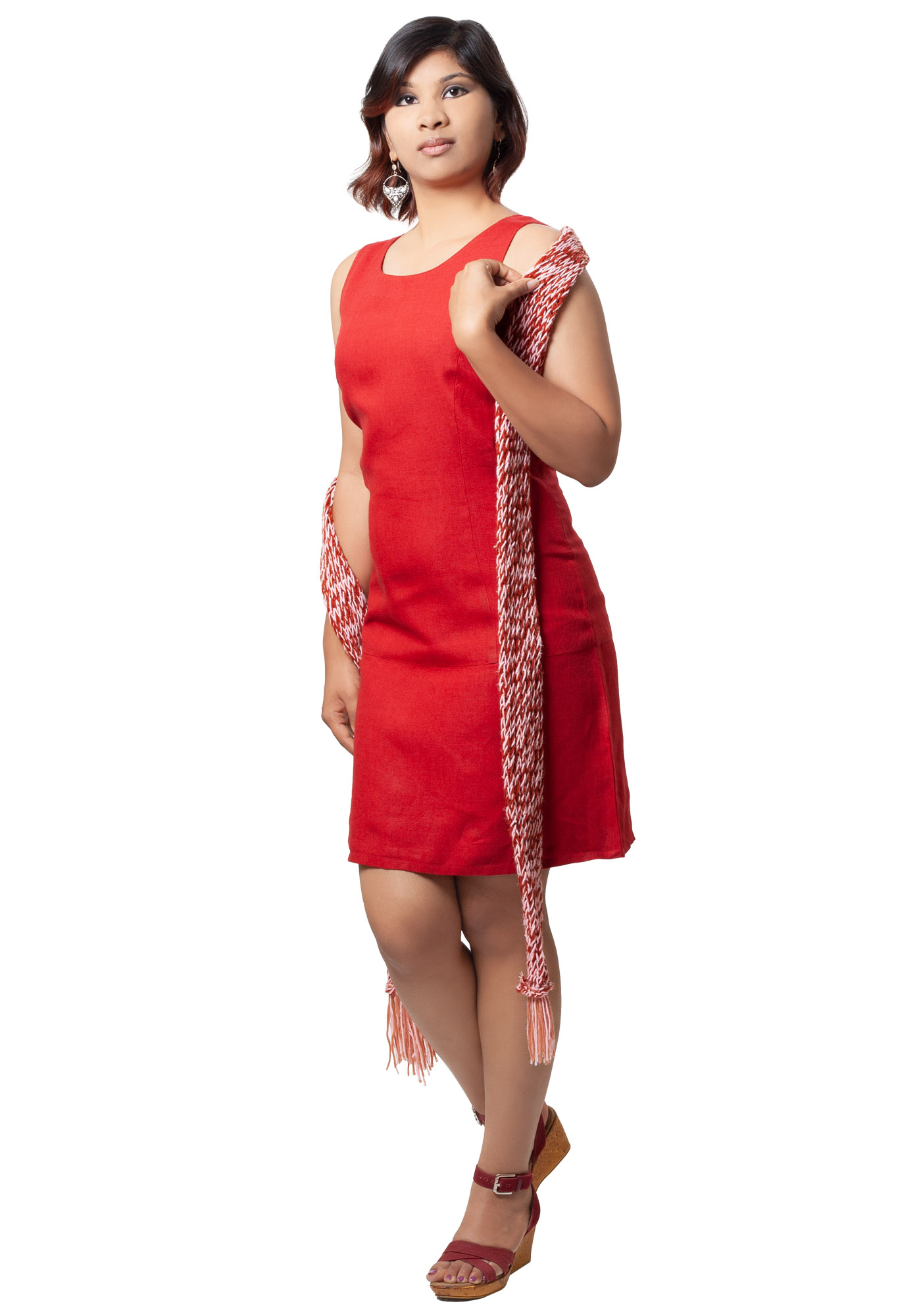 MINC womens clothing store Stephanie Short Dress In Bright Red Linen