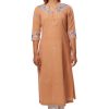 MINC womens couture Embroidered Kurti in Orange Khadi Cotton