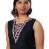 MINC womens couture ecofashion Embroidered Sleeveless Linen Top in Black