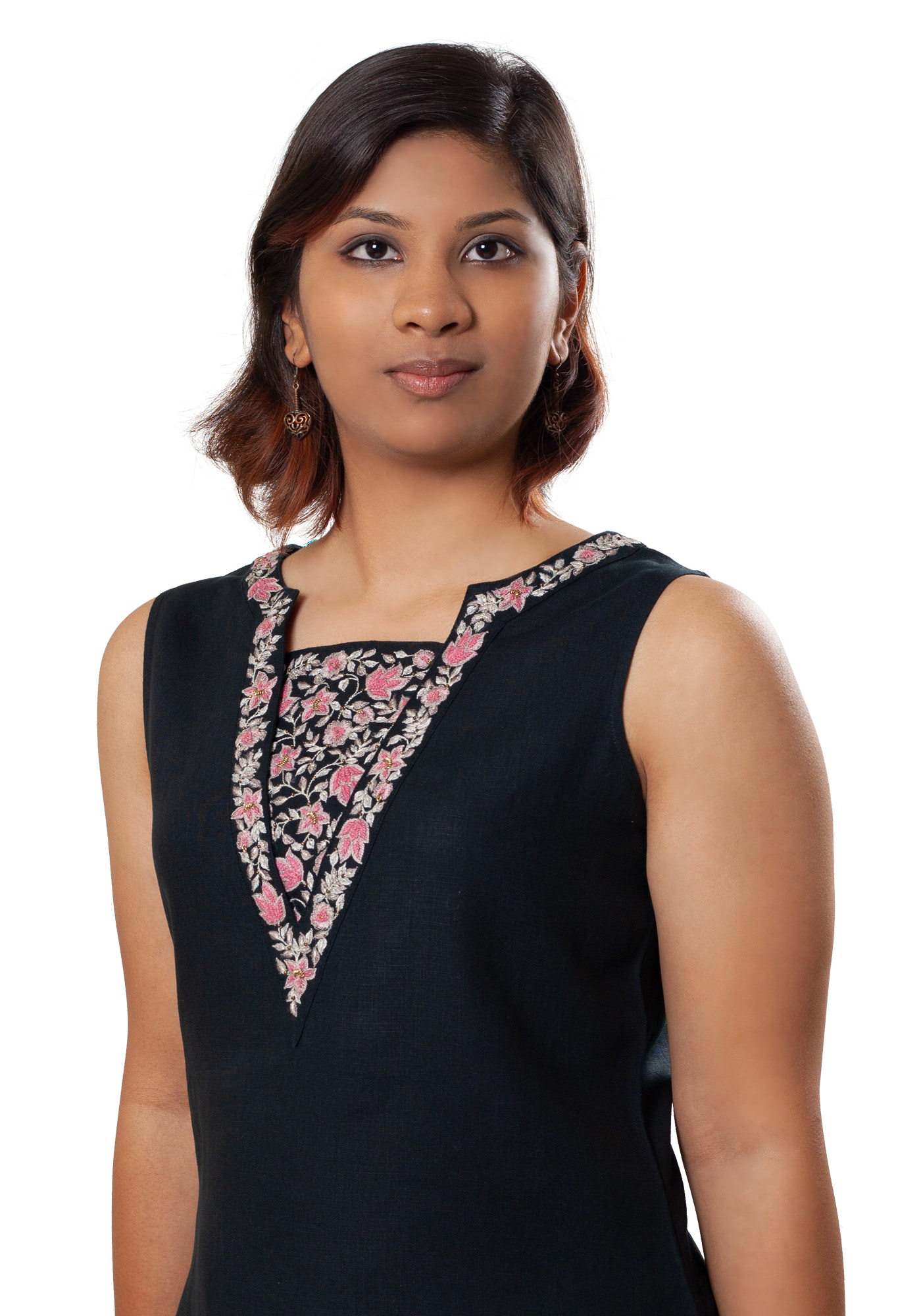 MINC womens couture ecofashion Embroidered Sleeveless Linen Top in Black