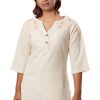 MINC womens smart casuals Embroidered Kurti in Yellow Khadi Cotton