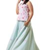 MINC Ankle Length Embroidered Light Blue Khadi Cotton Lehenga