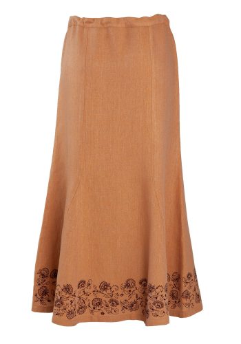 MINC Ankle Length Embroidered Skirt in Biscuit Linen Silk