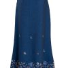 MINC Ankle Length Embroidered Skirt in Blue Linen