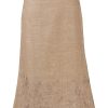 MINC Embroidered Long Skirt in Beige Khadi Cotton