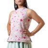 MINC Hand Embroidered Cut Away Shoulder Top In Lilac Linen