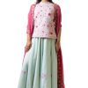 MINC Hand Embroidered Dupatta in Sangria Silk Georgette