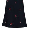 MINC Knee Length Embroidered Skirt in Black Linen