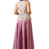 MINC Womens Couture Embroidered Pink Khadi Cotton Lehenga