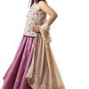MINC Womens High Fashion Bridal Couture Embroidered Pink Khadi Cotton Lehenga