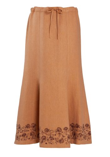 MINC ecofashion Ankle Length Embroidered Skirt in Biscuit Linen Silk