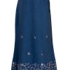 MINC ecofashion Ankle Length Embroidered Skirt in Blue Linen