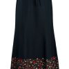 MINC ecofashion Ankle length Skirt in Black Linen with Floral Embroidery