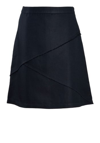 MINC ecofashion Knee Length Raw Edge Skirt in Black Linen