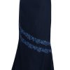 MINC Maxi Skirt in Blue Cotton with Floral Embroidery