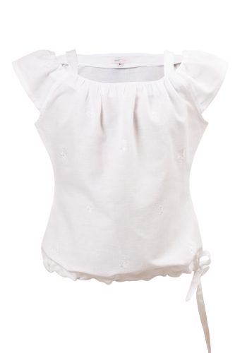 MINC Petite Blossoms Girls Embroidered Top In White Linen Cotton