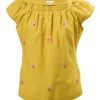 MINC Petite Blossoms Girls Embroidered Top In Yellow Khadi Cotton