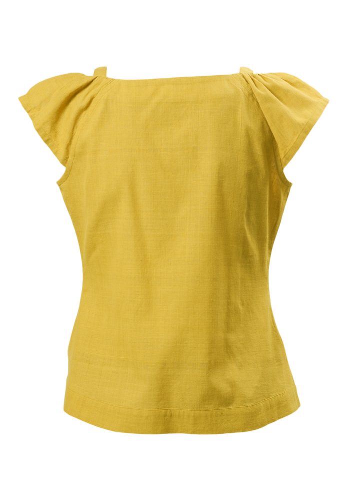 MINC Petite Blossoms Girls Top In Yellow Khadi Cotton