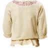 MINC Petite Boatneck Gathered Ruffle Top In Yellow Khadi Cotton