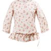 MINC Petite Boatneck Gathered Ruffle Top in Printed Cotton
