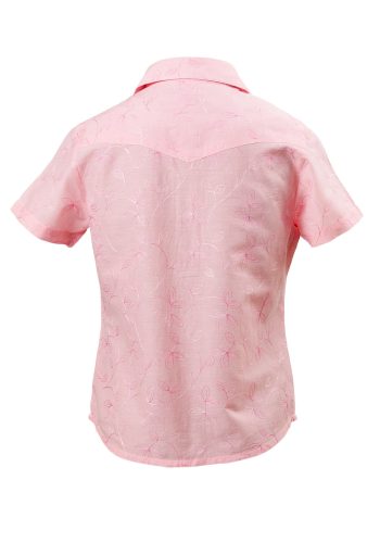 MINC Petite Carnation Girls Shirt in Embroidered Pink Cotton