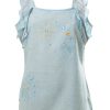 MINC Petite Daffodil Girls Embroidered Top in Sky Blue Khadi Cotton