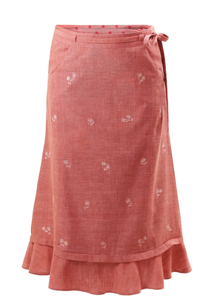 MINC Petite Desert Rose Embroidered Girls Skirt in Khadi Cotton