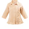 MINC Petite Embroidered Girls Classic Shirt in Yellow Khadi Cotton