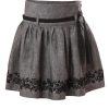 MINC Petite Embroidered Girls Classic Skirt in Grey Linen