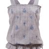 MINC Petite Embroidered Girls Halter Top in Aqua Blue Khadi Cotton