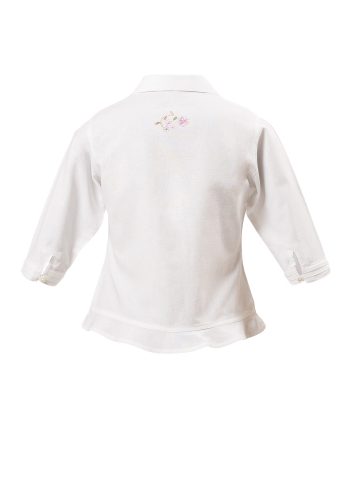 MINC Petite Embroidered Girls Shirt in White Cotton Linen