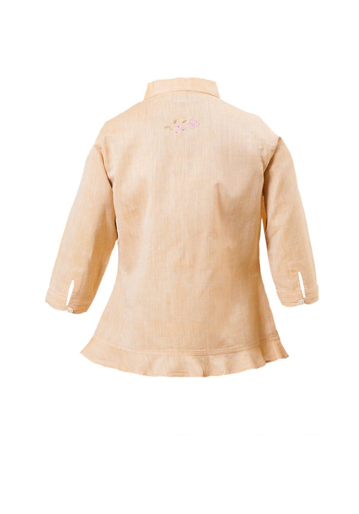 MINC Petite Embroidered Girls Shirt in Yellow Khadi Cotton